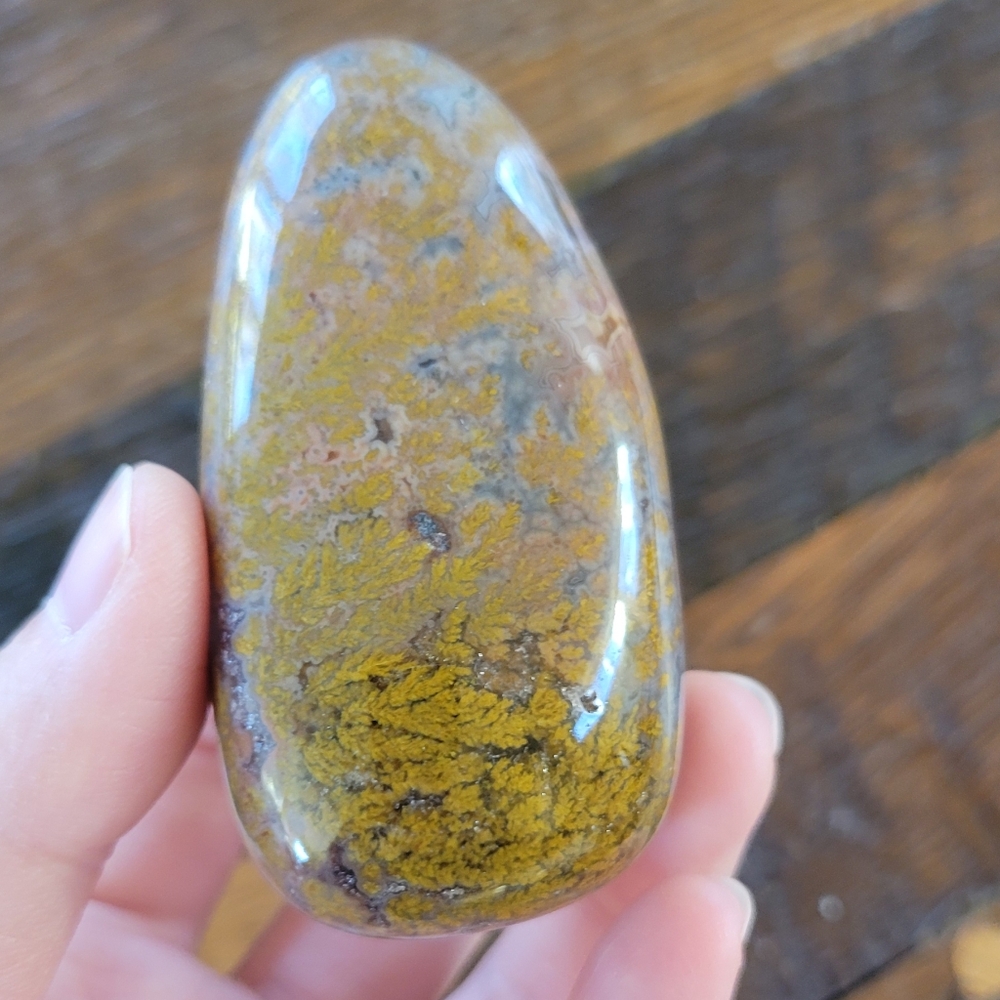 All Natural Warring States Agate Crystal Palm Stone